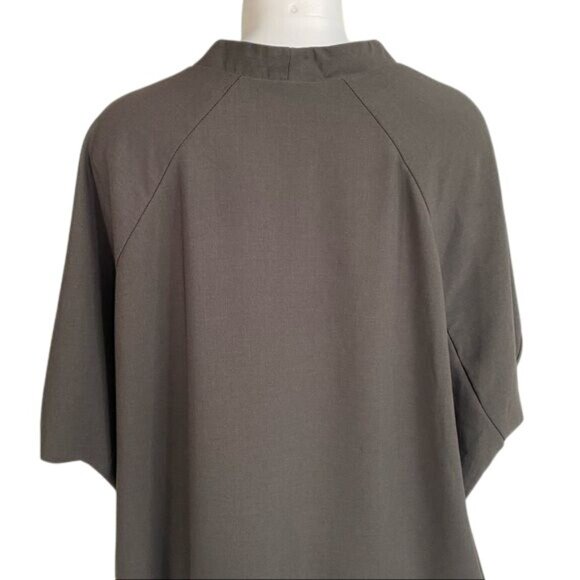 Mock Neck Oversized Tunic T-Shirt Dress Dark Gray Short Sleeve Relaxed Fit - Picture 5 of 9